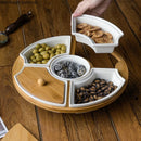 Axya Rotating Platter with Wooden Lid - Dried Fruit Tray & Snack Platter