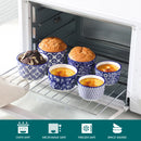 Axyaa Chinese Blue and White Ceramic Ramekins Set - Ideal for Soufflés, Desserts, and Snacks