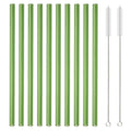 Axyaa 12Pcs Glass Straw Set: Reusable Straws 8'' Long with Cleaning Brush