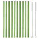 Axyaa 12Pcs Glass Straw Set: Reusable Straws 8'' Long with Cleaning Brush