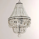 Axyaa White Wood Bead Chandelier for Bedroom Living Room Kitchen Vintage Style