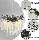 Axyaa Round Black Crystal Chandelier for Living Room or Bedroom