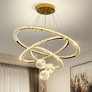 Axyaa Crystal LED Pendant Lamp with Remote Control, Dimmable Chandelier for Home Decor