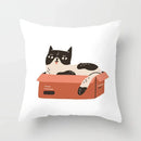 Axyaa Naughty Cat Home Decor Cushion Cover Square Polyester Pillowcase 45x45cm