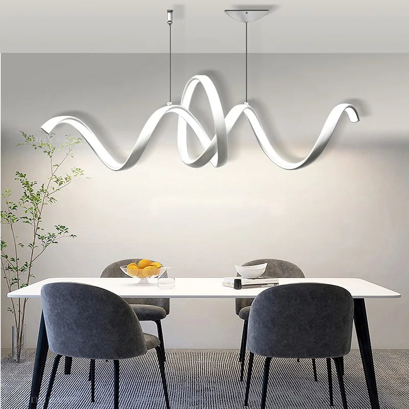 Axyaa Aluminum S-shaped Island Pendant Lamp with LED Lighting