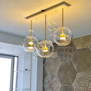 Axyaa Black White Glass Chandelier: Artistic Bubble LED Lighting for Large Living Room