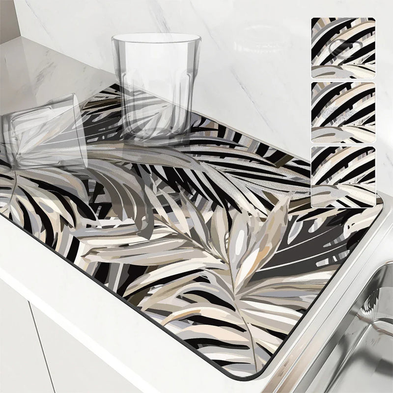 Axyaa Zebra Print Absorbent Mat: Antiskid & Quick Dry Drying Mat for Kitchen & Bathroom
