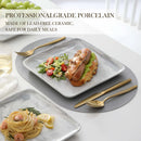 Axyaa Marble Grey Porcelain Dinner Plates Set - 8" Square Tableware Dish