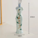 Axyaa Chinese Retro Cheongsam Ceramic Vase Maid Figure Home Decor