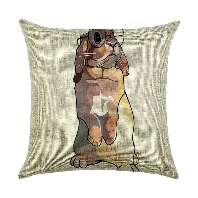 Cute Dog Watercolor Linen Cushion Cover 45*45cm - Axyaa