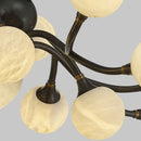 Axyaa Spanish Marble Chandelier Brass Black Finish Dimmable Ceilings Lustre