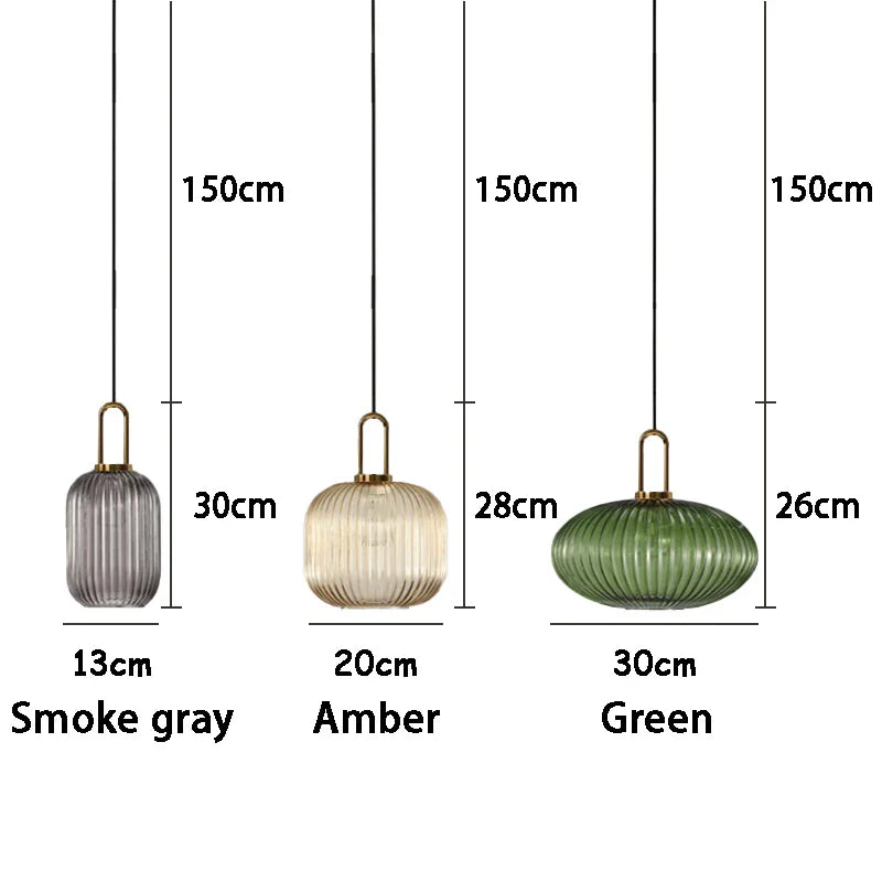 Axya Pumpkin Glass Nordic Pendant Lights for Bedroom Dining Kitchen Island