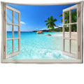 Axyaa Beach Sun Forest Painting Tapestry Wall Hanging for Boho Home Decor