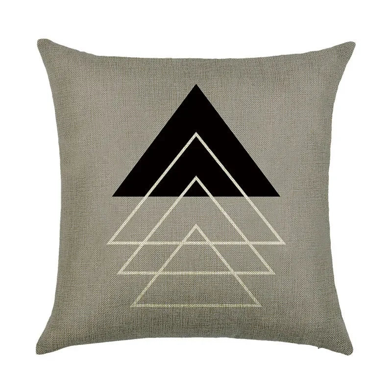 Axyaa Abstract Geometry Linen Pillowcase 45*45cm Square Home Sofa Decor Cover