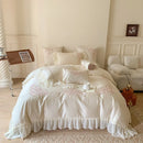 Axyaa Floral Embroidery Queen Bedding Set with Duvet Cover, Sheet, Pillowcases