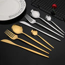Axyaa 24-Piece Stainless Steel Dinnerware Set - Knife Fork Spoon Silverware Tableware
