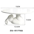 Axyaa White Rabbit Ceramic Dinner Plate - Cute Animal Fruit Snack Dish