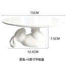 Axyaa White Rabbit Ceramic Dinner Plate - Cute Animal Fruit Snack Dish