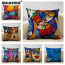 Nordic Style Abstract Painting Girl Cushion Cover by Axyaa
