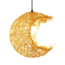 Axyaa Moon Shape Rattan Chandelier for Bedroom Study Coffee Shop Club