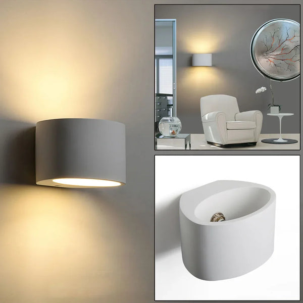 Nordic Plaster Wall Lights Up&Down Sconce for Bedroom Reading White Axya