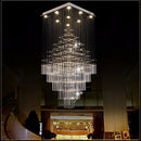 Axyaa Modern Crystal Chandelier Square Base Columnar Hanging Light for Living Room and Loft