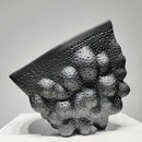 Axyaa Ceramic Black Vase Pleats Flower Arrangement Home Decor Craft