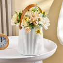 Axyaa Leather Handle Flower Vase Modern Nordic Style Plastic Pot