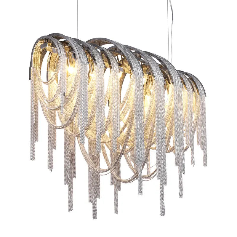 Axyaa Aluminum Tassel Chandeliers: Luxury LED Lighting for Dinning Room & Hotel Decor