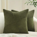 Axyaa Bohemian Patchwork Corduroy Throw Pillow Covers - 18x18 Inches