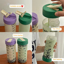 Axyaa 700ml Glass Water Bottle with Time Marker, Straw Infuser, BPA-Free - Cute, Portable Drinking Bottle