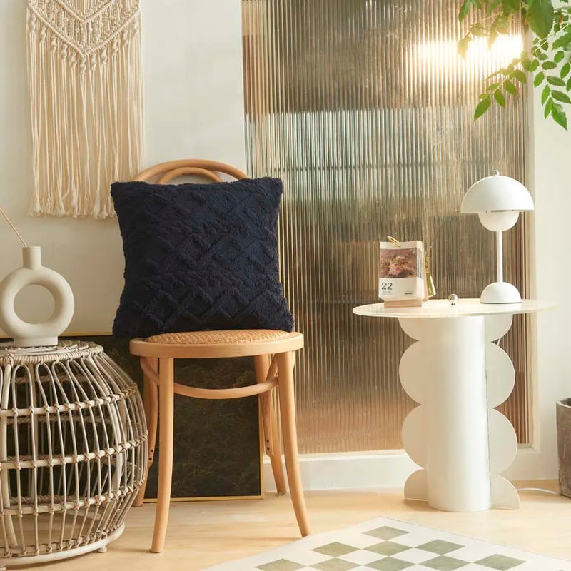 Axyaa Plush Geometric Lumbar Pillow Cover - Boho Cushions for Home Sofa Decor