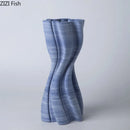 Axyaa Blue Stripes Ceramic Vase: Creative Floral Arrangement Table Decor