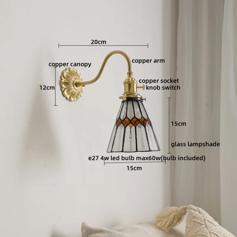 Axyaa Nordic Copper Glass LED Wall Lamp for Home Decor