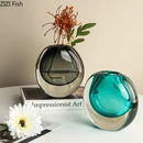 Axyaa Glass Vase Artificial Flowers Desk Decoration Modern Home Decor
