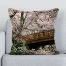 Axyaa Sakura Mount Fuji Cushion Cover for Home and Office Décor