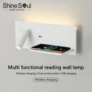 Axyaa LED Wall Lamp with Wireless Charger, USB Interface, & Switch