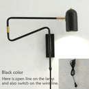 Axyaa Long-Arm Wall Lamp: Adjustable, Retractable, Folding, E27 Lights, Black Gold