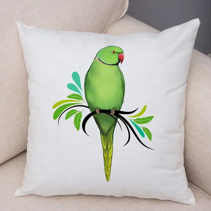 Axyaa Cartoon Parrot Pillowcase with Birds and Flowers 45x45cm