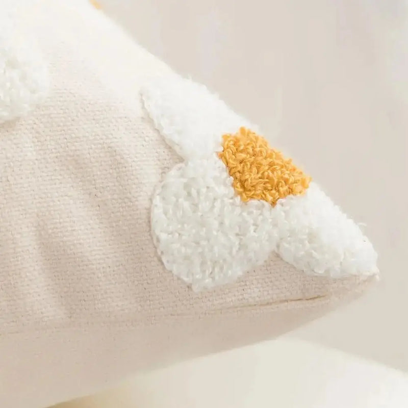 Axyaa Rural White Flower Pillow Cover - Pastoral Style Home Decor Pillowcase
