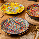 Axyaa Ceramic Shallow Plate, Nordic Retro Design, Round Salad and Steak Plate