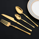 Axyaa Golden Mirror 16Pcs Stainless Steel Cutlery Set - Western Silverware Flatware