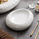 Axya Double Layer Insulation Ceramic Dinner Plate - Irregular Rock Texture Specialty Tableware