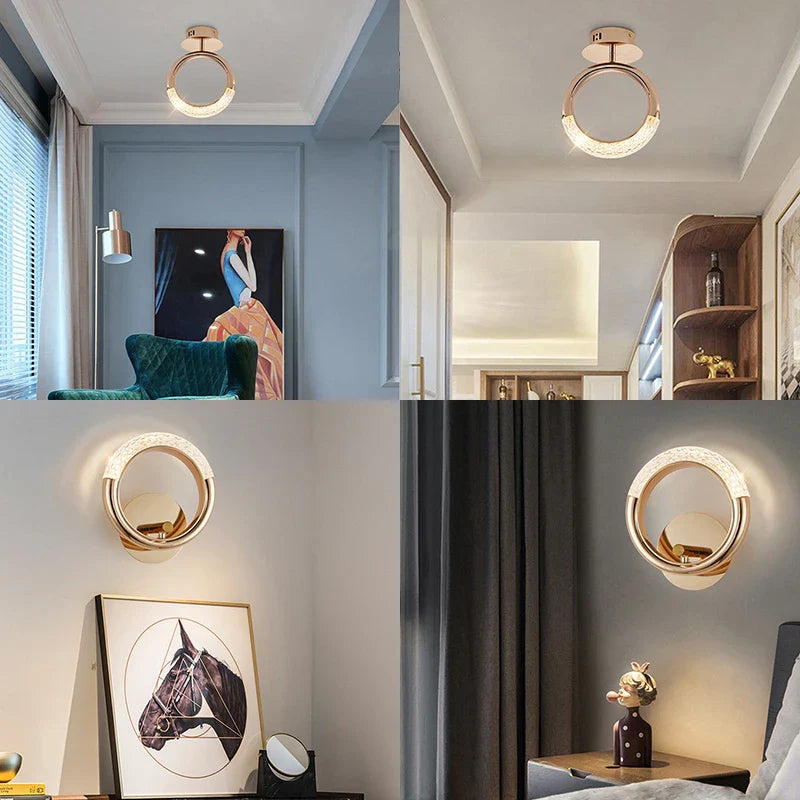 Axya Acrylic LED Pendant Moon Ring Ceiling Wall Lamps Lustre Home Lighting