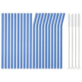 Axyaa Glass Straws Set with Cleaning Brushes for Drinks & Cocktails