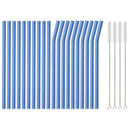 Axyaa Glass Straws Set with Cleaning Brushes for Drinks & Cocktails