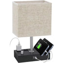 Axyaa Fabric Shade Knob Switch Table Lamp with USB Charging & Touch Control
