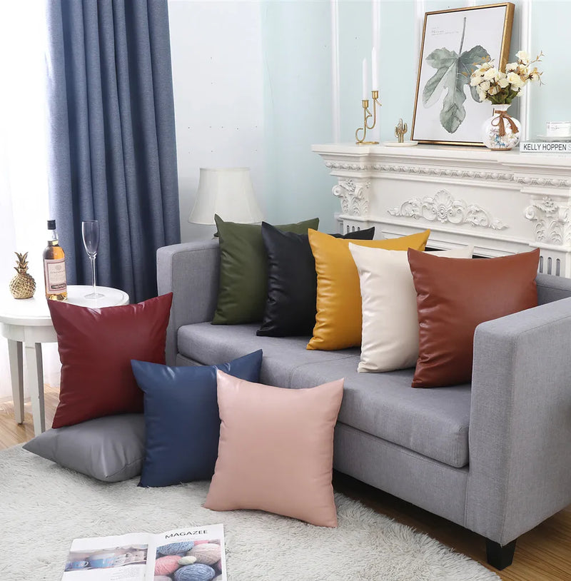 Axyaa Soft Leather-cloth Cushion Cover for Living Room Sofa, Car, Chair Home Decor