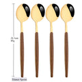 Axyaa 16Pcs Brown Gold Stainless Steel Dinnerware Set with Wooden Handle