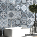 Axyaa Vintage Mediterranean Blue Waterproof Wall Tile Sticker